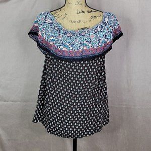 SIGNATURE I STUDIO Southwestern Ruffled Blouse M